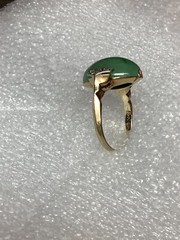 Beautiful Vintage 14K Yellow Gold & Platinum Jade Diamond Ring sz 5.25 Read!