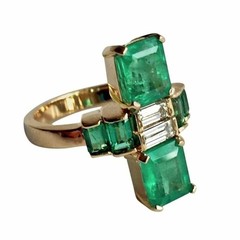 Natural Emerald 2.30 Ct Art Deco Antique Vintage Wedding Ring 14K Yellow Gold FN