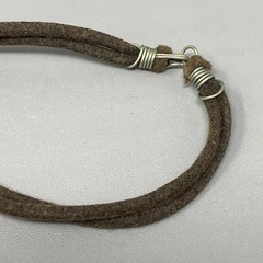 Tigers Eye Pendant Necklace Gold Round Donut Brown Cord Amulet Bohemian 16″