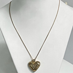Vermeil 925 Sterling Silver Diamond Cut Open Design Puffy Heart Pendant Necklace