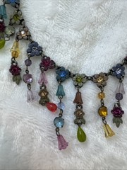 RARE Victorian Revival flower necklace colorful Modernist Jewelry y2k boho fairy