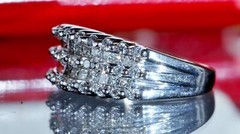 14k white gold ring 1.00ct natural diamond sz 5 wedding band vintage 7.10g N3676