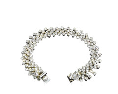 Vintage Prong Set Rhinestones Bracelet Featuring Rhinestone Drop Dangle