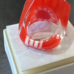 Lucite Plastic Ring Size 8 Red