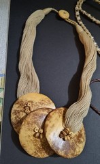 Vintage Boho Necklace Lot 8 Tribal Mask Wood Coconut Acrylic Metals Leather