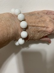 Vintage Milk Glass Stretch Bracelet with A Smooth Glossy Texture ball Design 7”