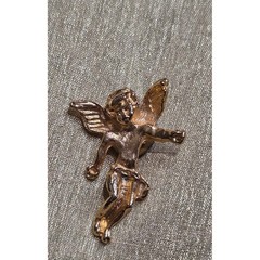 Gold Tone Cherub Angel Pin Flying Cupid Lapel Brooch Celestial Jewelry