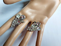Rhinestone Ear Climber Clip On Earrings Vintage *** Stunning!