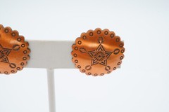Vintage Earrings Copper Etched Concho