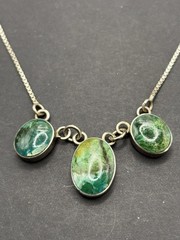 Vintage 15″ Sterling Silver Green Turquoise Necklace 925 6 Grams G3