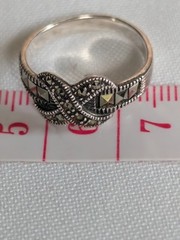 Art Deco Classic Infinity Knot Ring 925 Sterling Silver and Marcasite Size 6.5