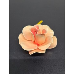 Vintage Rose Brooch Peach Pink Enamel Flower Pin Floral Botanical