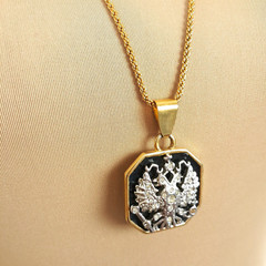 Vintage Joan Rivers Medallion Pendant Necklace Imperial Russian Eagle Signed