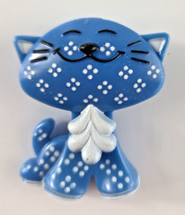 Vintage 70’s Avon Fragrance Glace Pin Pal Blue & Red Calico Cat NEW w/Box