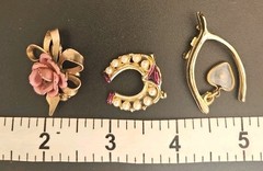 Vintage LOT 3 Broochs Pins Love Luck Beauty Mustard Seed