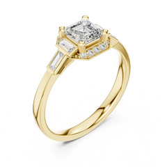 1.50CT Asscher Cut White Moissanite With 10K Yellow GoldFN Women Daily Wear Ring