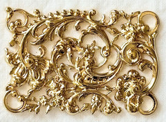 Jewelry Stamping – French raw brass connector w/14K gold plate – 12 pcs.