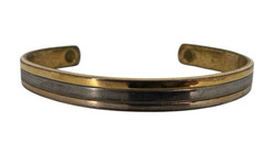 Vintage Magnetic 24 K Electroplated Cuff Bracelet Two-tone Marked L- Rd Descp: