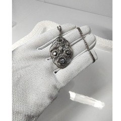 Vintage Klotz 935 Silver Spinel Marcasite Floral Pendant Necklace TEKA Germany