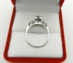 Vintage ART Deco 14k White Gold Solitaire 0.50 ct Natural Diamond Ring w/Accent