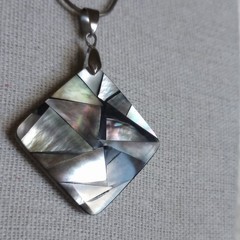 MOP high quality natural rainbow ABALONE MOSAIC SQUARE PENDANT modern triangles