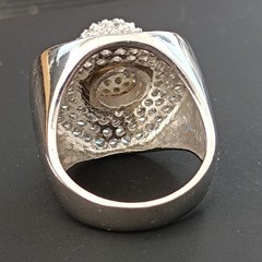 Chunky Statement Ring Sterling Silver Dome Pave CZ Cocktail 9.25 Bold Modernist