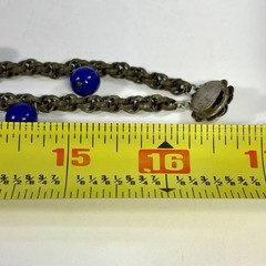 VTG Multi-Strand Bronze Toned Cobalt Blue Beaded Necklace Dangle Boho Chic 16″