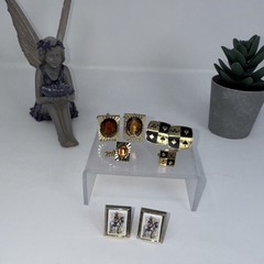 Vintage Men’s Mixed Lot Cufflinks & Tie Tacks Gold Tone Multicolor Metal Glass