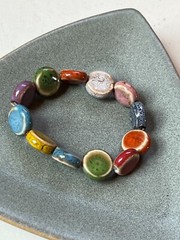 Colorful Purple Green Red Blue Yellow White Orange Glazed Round Ceramic Pottery