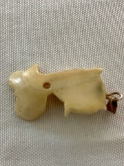 Vintage Buffalo Bone Carved Koi Fish Pendant, Approximately 1” X 1”