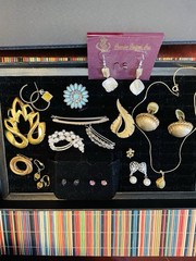 Jewelry Lot Ronte Diamond Dust Necklace Rhinestone Brooch Earrings 17 Pcs Vntg