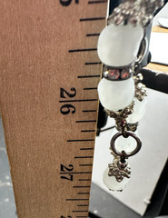 Vintage Necklace Frosted White Beads Chain Heavy Glass 56 in