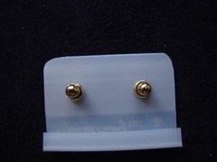 VINTAGE SAMUEL HUANG DESIGNER CLOISONNE RETRO MOD PURPLE & LAVENDER STUD EARRING