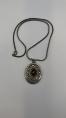 Vintage Silver Tone Filigree Oval Locket – Chain hangs 12″