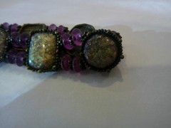 Vintage FLORENZA Gold Tone Bracelet Rhinestone Victorian Style ANY HELP W/STONE