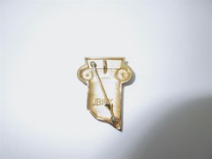 14K Gold Broken Column Pendant Masons Master Widow Pin Brooch Pearl Masonic P023