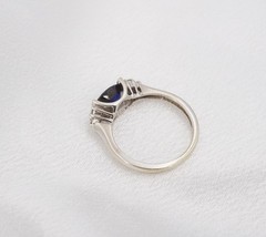 14k Natural Sapphire Diamond Ring White Gold Tension Size 5.75 Estate RG5194