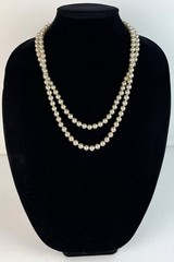 VTG 1950s Haskell Style Glass Pearl and Rhinestone Necklace 23″ JAPAN