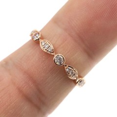 14k Solid Rose Gold Natural Diamond 2.75mm Band Ring Size 6.75