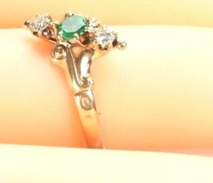 Victorian Colombian Emerald Engagement Rg Sz 5 9K Yellow Gold
