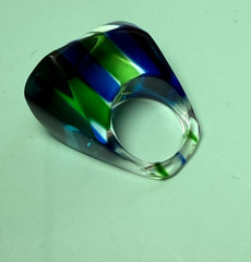 Mod Lucite Dome Ring Vintage 60s Green Yellow Blue Square Pop Art MCM Size 5.5