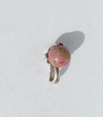 Vintage Pendant natural jasper stone Sterling Silver 925 test Women Jewelry