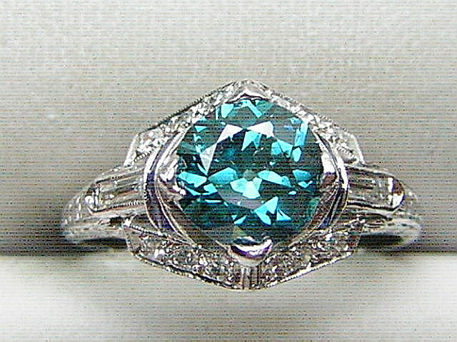 1.65ct OLD EUROPEAN CUT BLUE DIAMOND SOLITAIRE ring PLATINUM NATURAL DIAMONDS