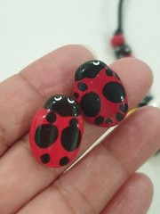 Flying Colors Lady Bug/bee Ceramic Necklace/Brooch/Earrings Bee/ladyBug Colorful
