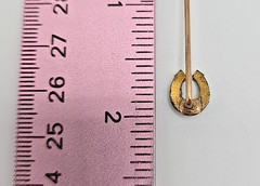 Antique Victorian 9k Gold Horseshoe Stick Pin Blue Glass Paste Lucky Talisman 1g