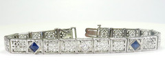 Antique 1920’s Diamond Filigree Bracelet Platinum 14KW 8″x 3.04″ EGL USA 11.8Gms