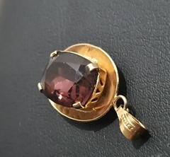 Beautiful Vintage Pendant dark Violet stone made in the USSR 1960s