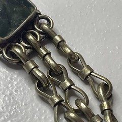 Silver Toned Green Inlay Vintage Bracelet Estate Marble Look Unique Read