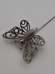 Butterfly Stick Pin Filgaree Silver Color