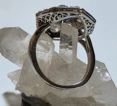 Antique Platinum Old European And Mine Cut Diamonds Blue Synthetic Sapphire Ring